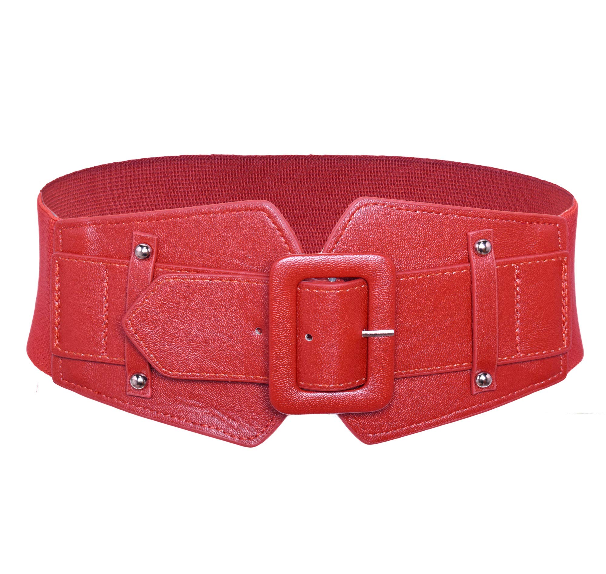 TeeYeeWomen Leather Dress Belt Stretchy Cinch Wide Waist Band Elastic Belt with Buckle for Ladies Jeans Pants Decoration