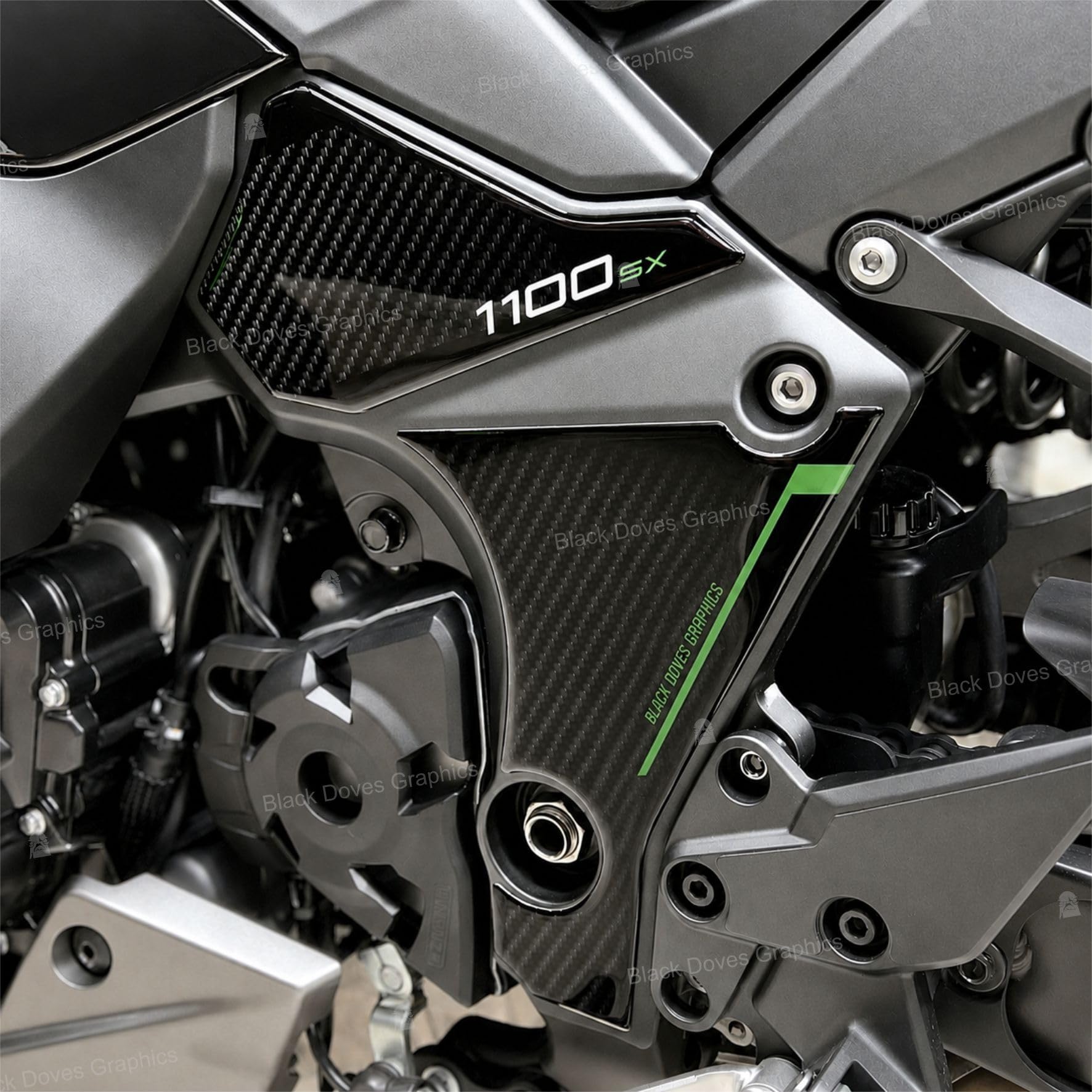 3D Resin Stickers Protectors Compatible with Kawasaki Ninja 1100 SX 2025 Emerald Blazed Green