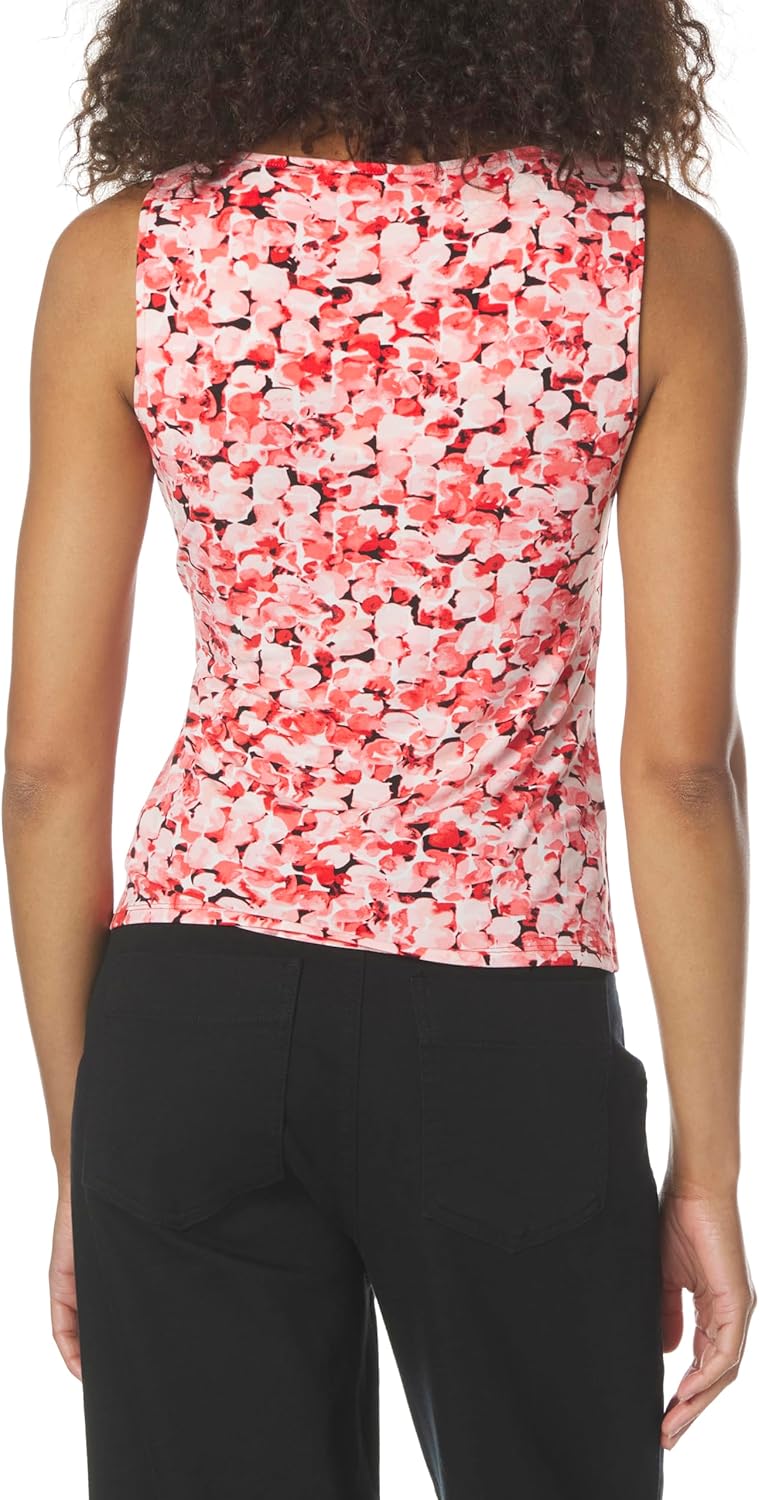 Anne Klein Womens Printed Ity Side Pleat Scoop Nk Tank - Image 2