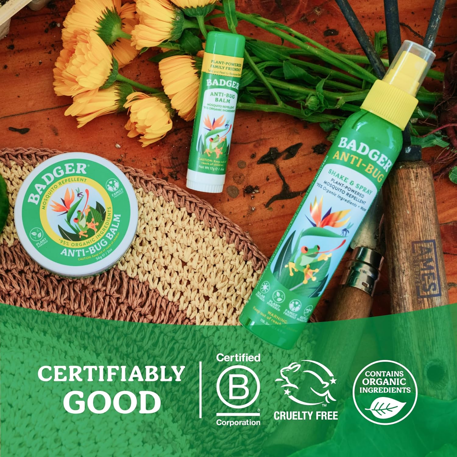 Badger Bug Repellent, Easy to Use Travel Stick, DEET-Free Mosquito Repellent & Insect Protection, Certified Organic Essential Oil Balm