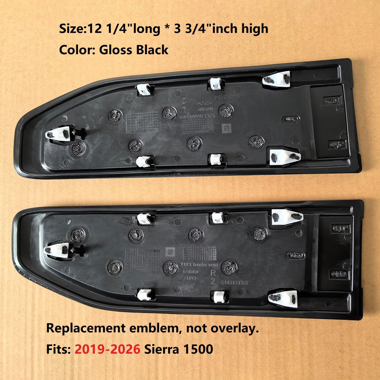 2pack OEM 2019-2026 Duramax Truck Turbo Vent Emblem Right Left 3D Nameplate Badge Replacement for Sierra 1500 86532091 (Gloss Black Red)