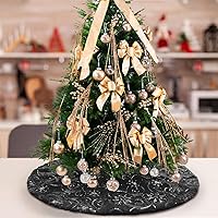 Vista 33 de Falda de Árbol de Navidad de Felpa Blanca de 30 pulgadas Falda de Árbol de Navidad de Piel Blanca Nieve con Lentejuelas Plateadas Copo de Nieve