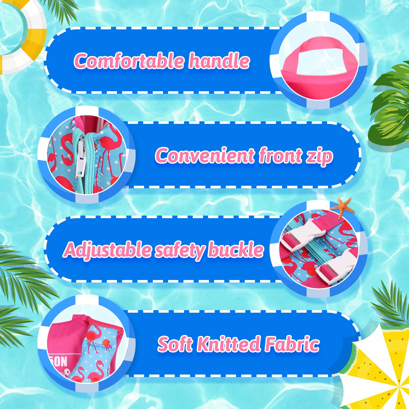 Bafeil Kids Swim Vest,Float Swimsuit for Toddlers,Kids Swimming Jacket with Adjustable Safety Strap?Summer Water Sport Swimming Training Surfing Assistance