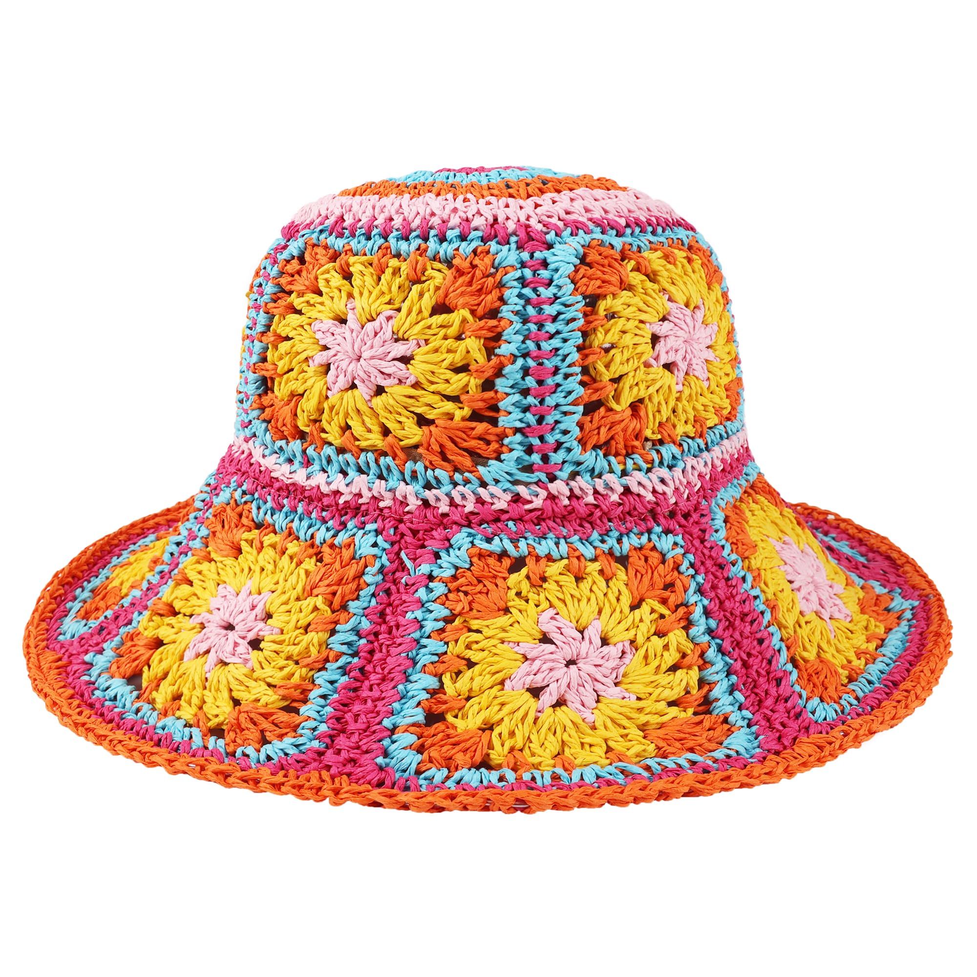 Boho Crochet & Woven Wide Brim Straw Sun Hat - Foldable, Packable & Breathable Travelwant Women main image 2