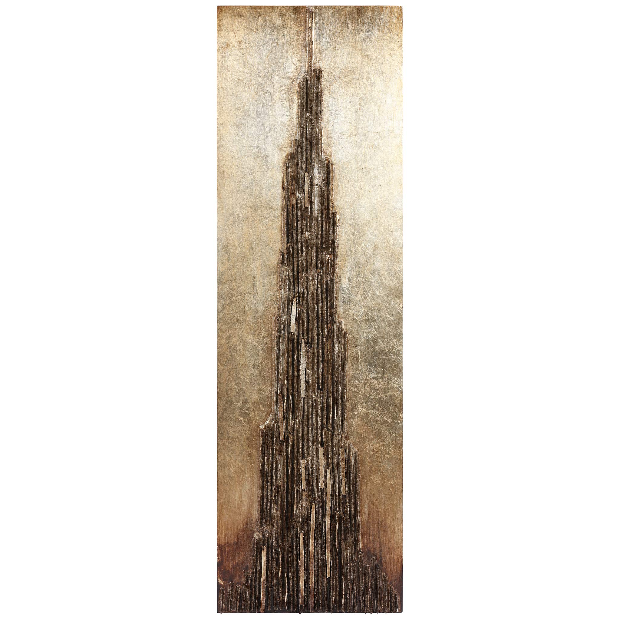 Empire Art DirectRugged Blocks with Gold Leaf 3D Wood Wall Art Ready to Hang, 72" x 22", Stratified