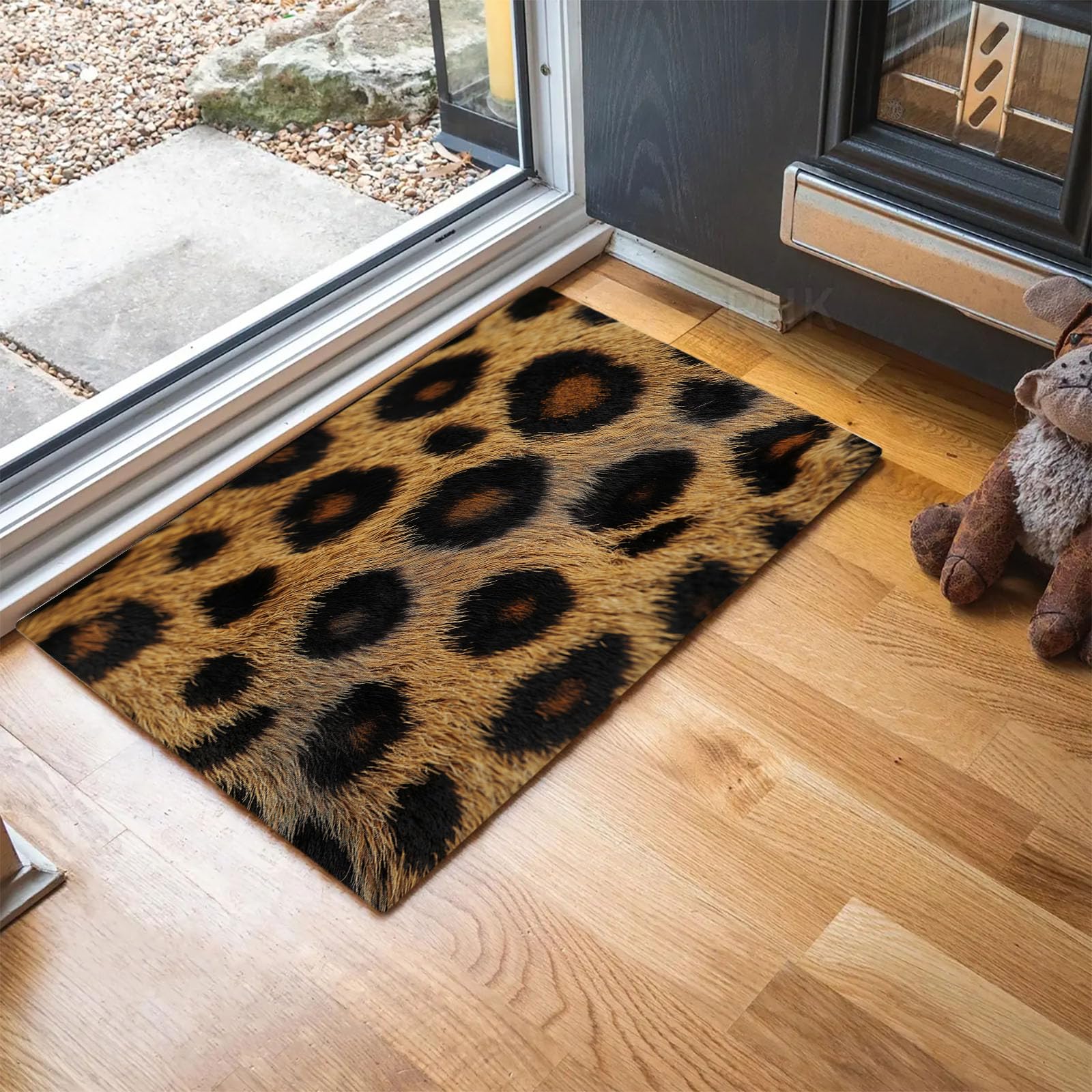 Paillasson imprimé léopard tapis de bienvenue antidérapant entrée 50x80cm