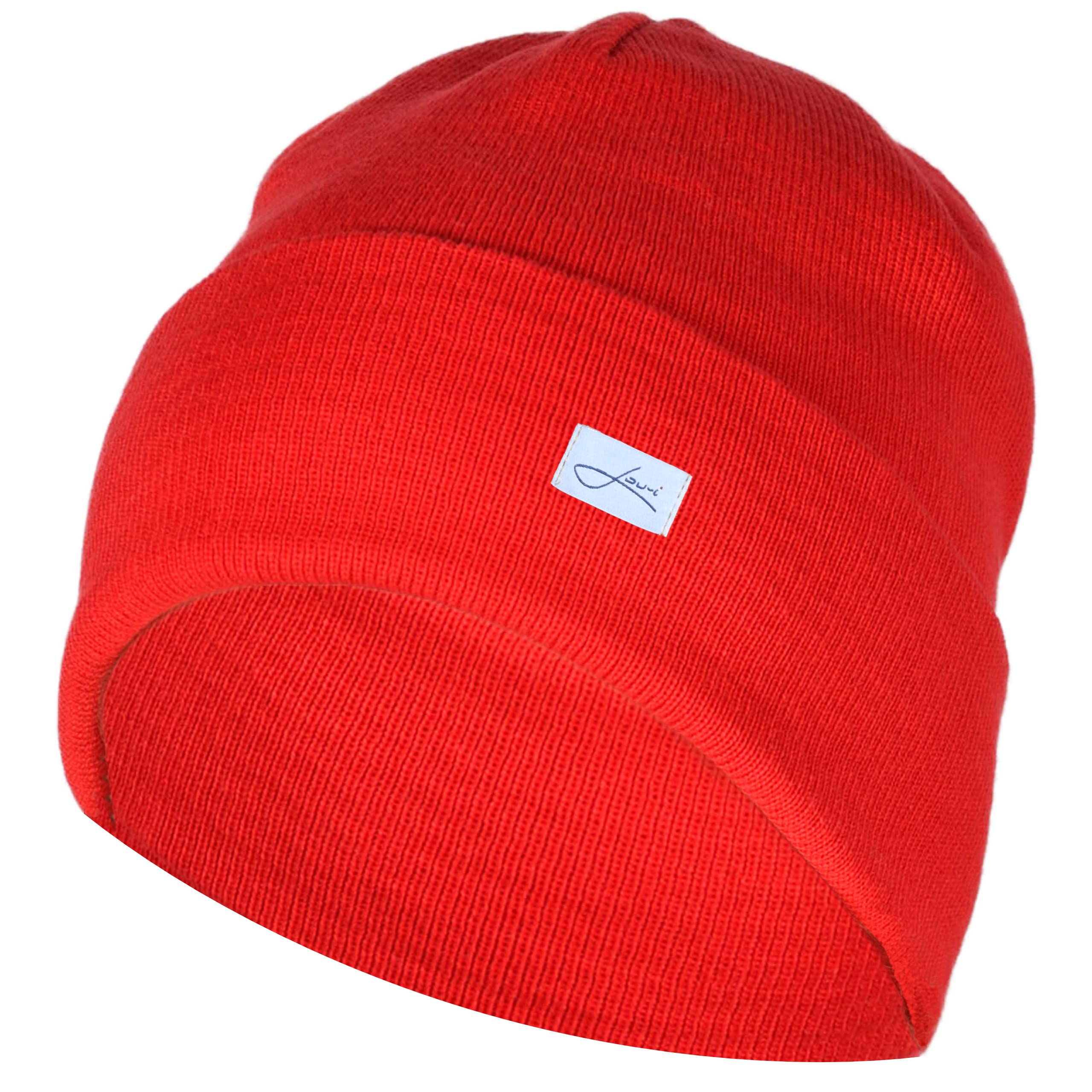 Lou-i Bonnet en laine mérinos fabriqué en Allemagne pour homme et femme Taille unique, rouge, taille unique