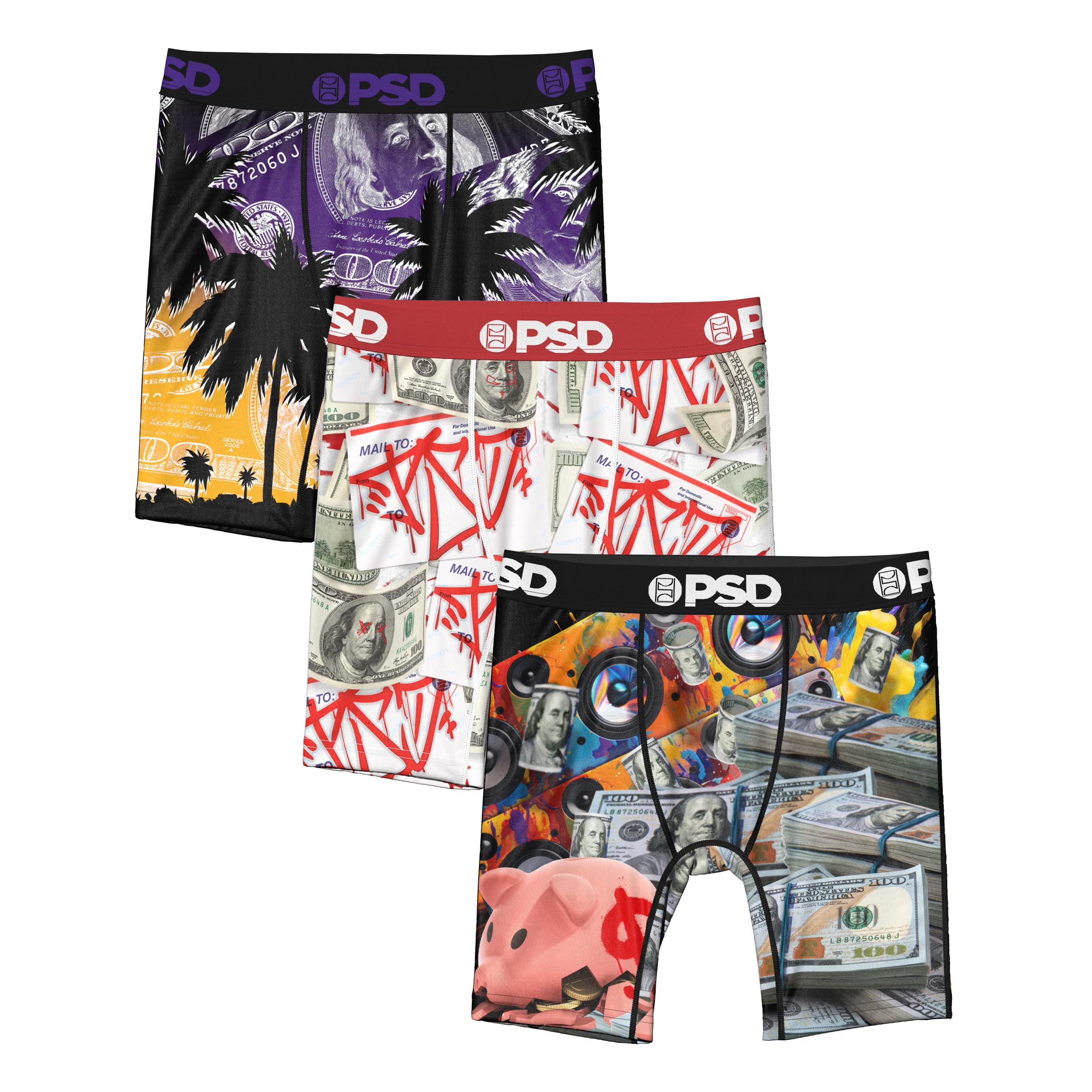 PSD Youth Boys Underwear Money Graphic Print Boxer Briefs, Packs &amp; Singles
