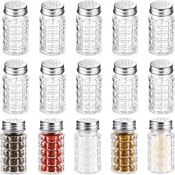 Jucoan 16 Pack Salt and Pepper Shakers Set, Retro Glass Salt Shakers