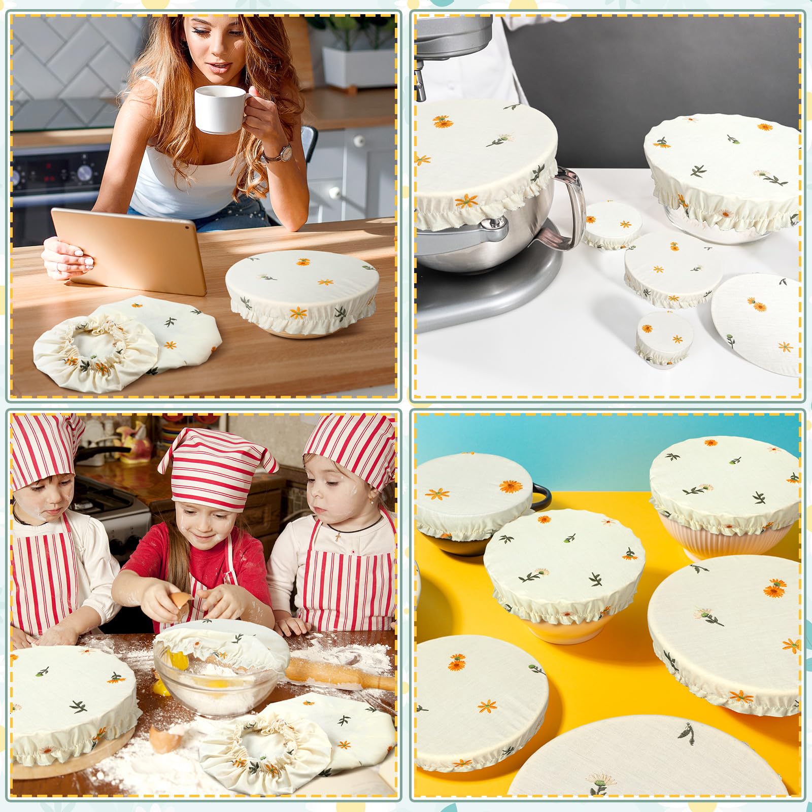 Aazon.co: Reusable Bowl Covers For Bread Proofing - Linen Cotton