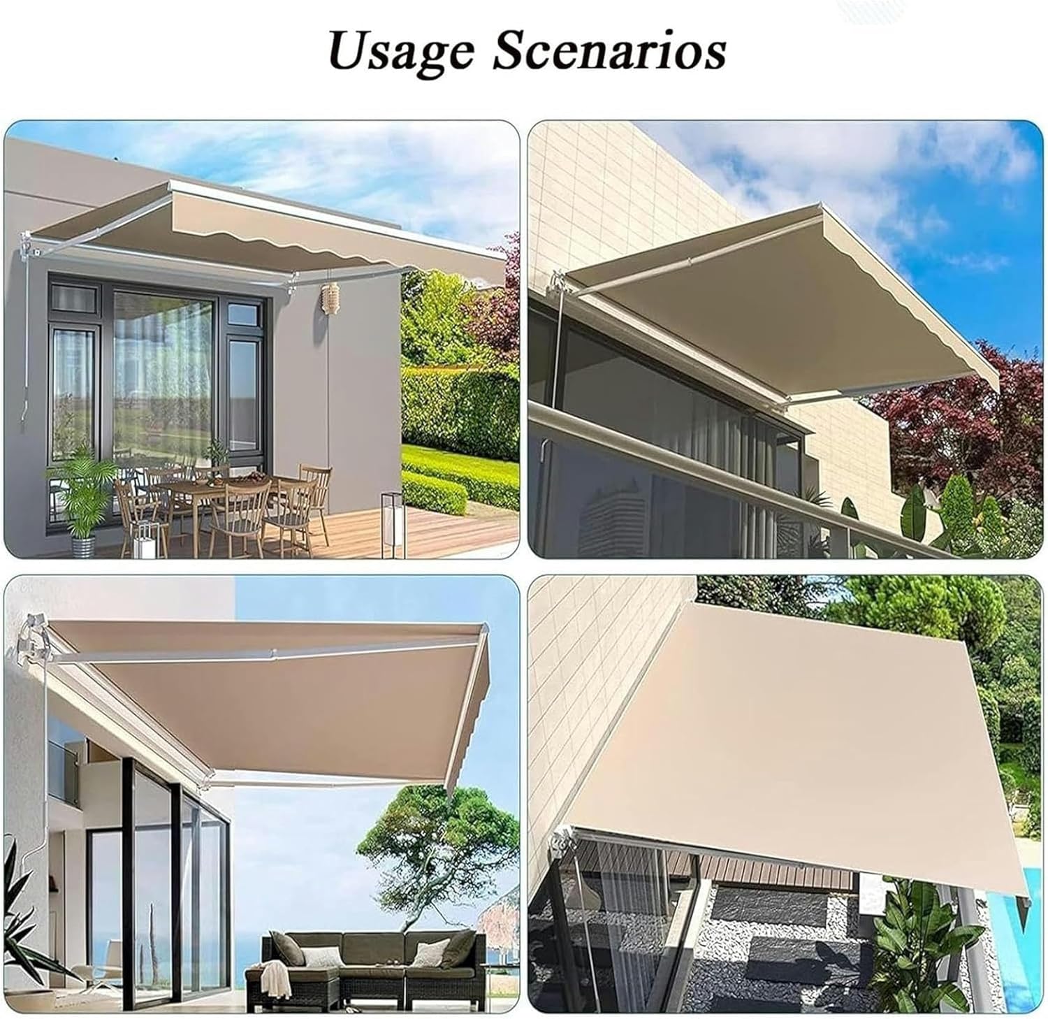 Retractable Awning Manual Awnings Shade Fabric Replacements Patio Sun Shade Shelter Canvas 280g Water-Resistant Polyester Awning Cover Outdoor Canopy Top Cover for Deck, Yar (Awning Fabric only)