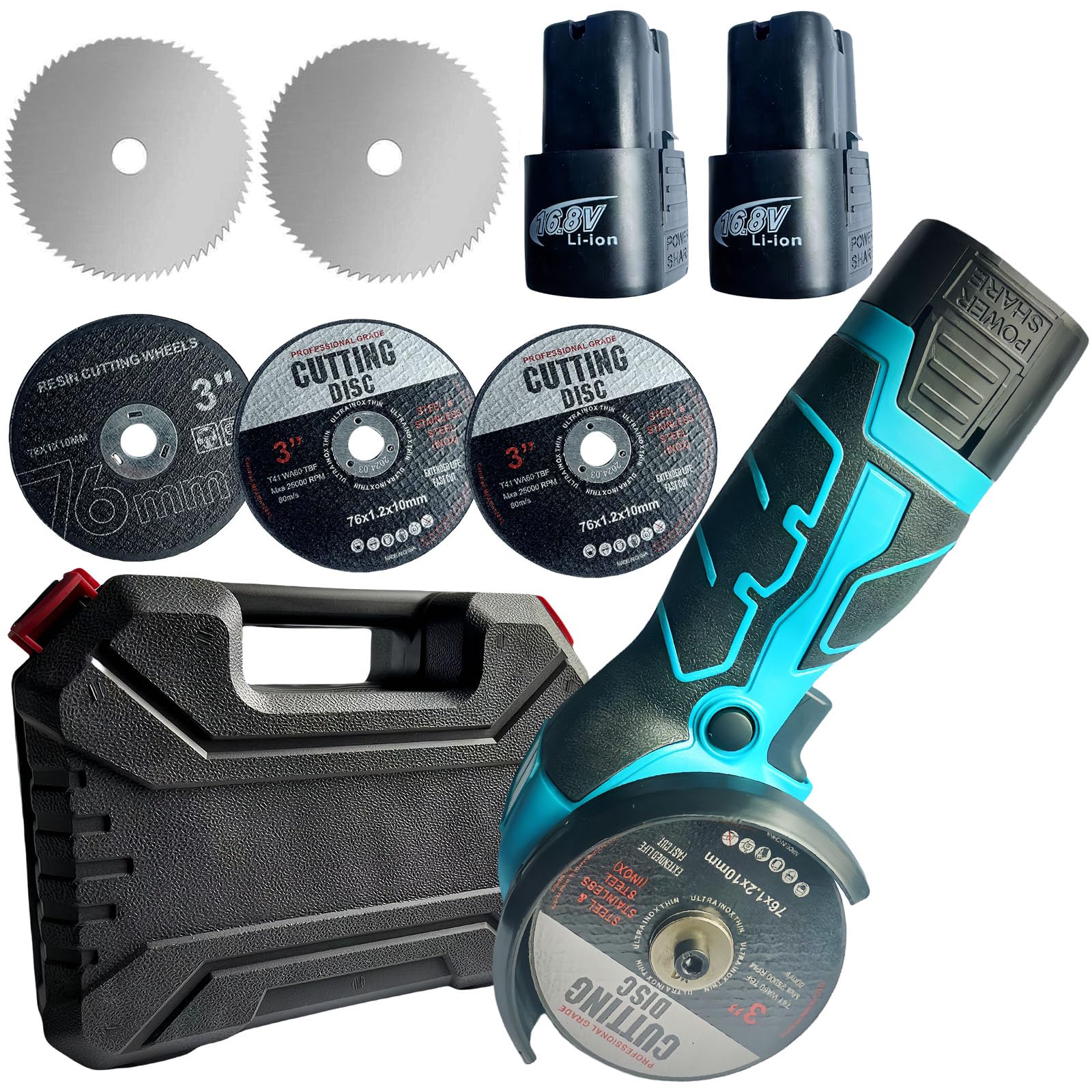 Mini Angle Grinder, 16.8V Mini Flex Battery, 28000rpm/76mm, Professional Mini Angle Grinder with Battery, Set Suitable for Cutting Polishing