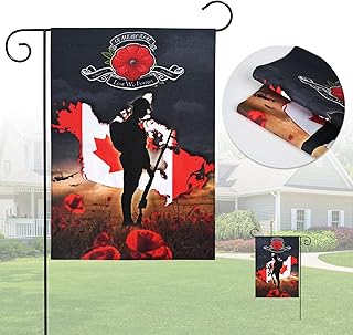 Remembrance Day Garden Flag, 12 x 18 Inch Lest We Forget Flag, Lest We Forget Canada Flag Linen Garden Flag Double Sided Printing HD Printing for Yard,Party,Outdoor Decoration DZ6