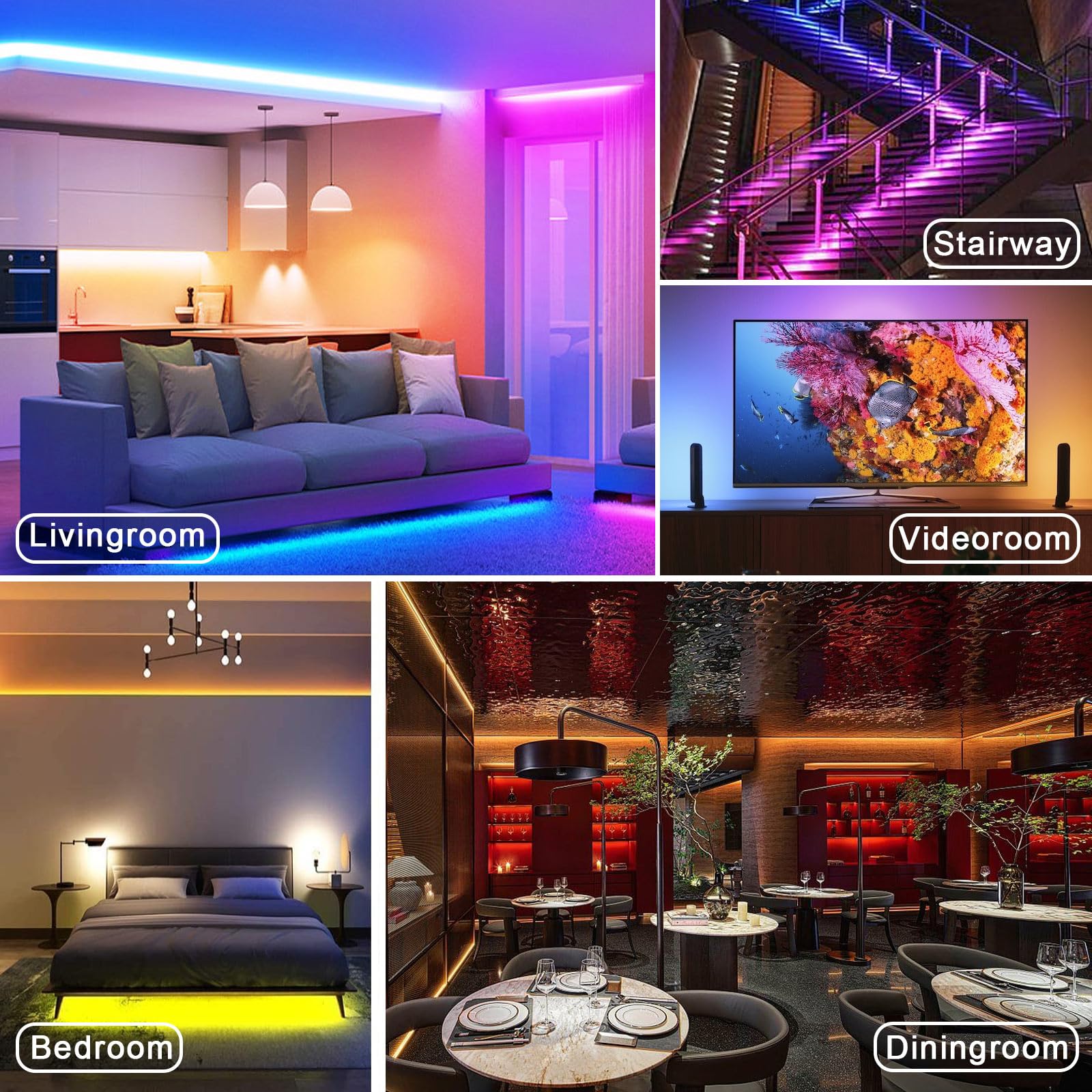 Striscia RGB COBLED 5 m, striscia LED ad alta densità, 2880 LED, dimmerabile, certificazione UL, striscia luminosa a LED FCOB, CRI 90+, illuminazione colorata per mobili da cucina (24 V)