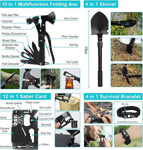 Miniatura 3 de Survival Gear - Kit profesional y mochila grande para campamento, kit de primeros auxilios para aventura al aire libre, accesorios de senderismo