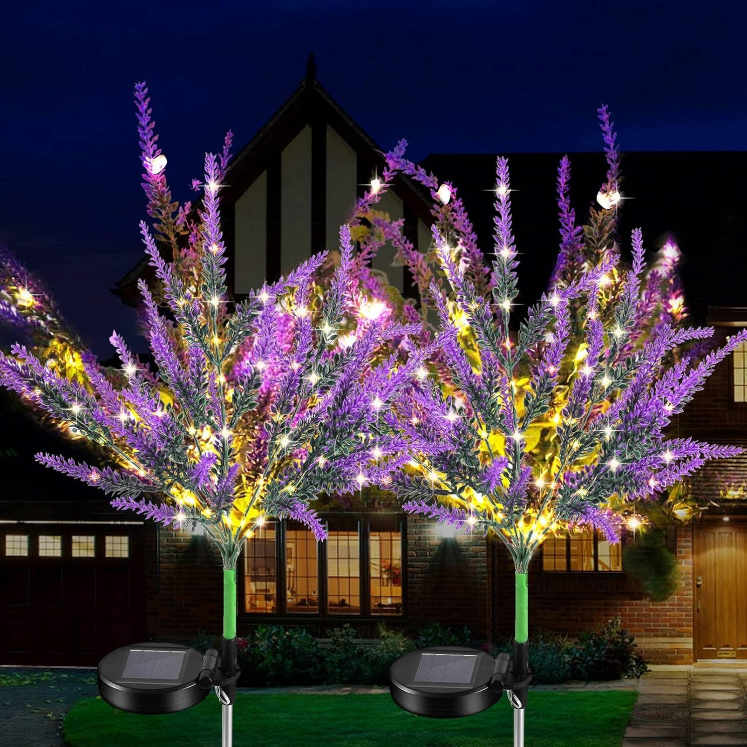 HORSEA Solar Flower Lights Outdoor Waterproof - 24 Inch Large Vivid Lavender Garden Stakes, Upgraded Solar Panel Bright LED Decorative Light for Lawn, Backyard, Courtyard, Pathway Decoration.-image-16