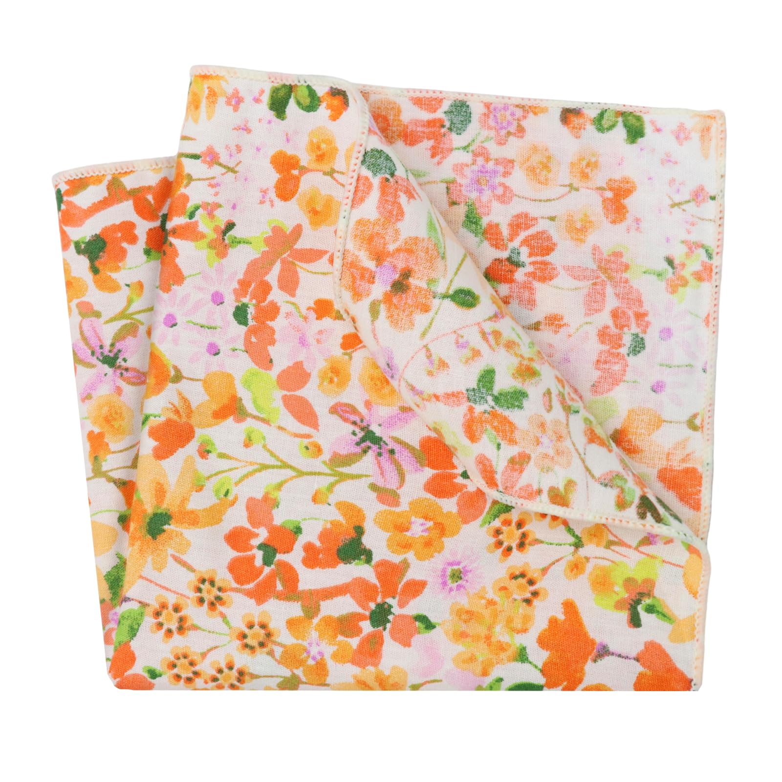 Floral Cotton Pocket Squares for Men Colorful Flower Printed Handkerchiefs Mens Pocket Square for Wedding Prom Party