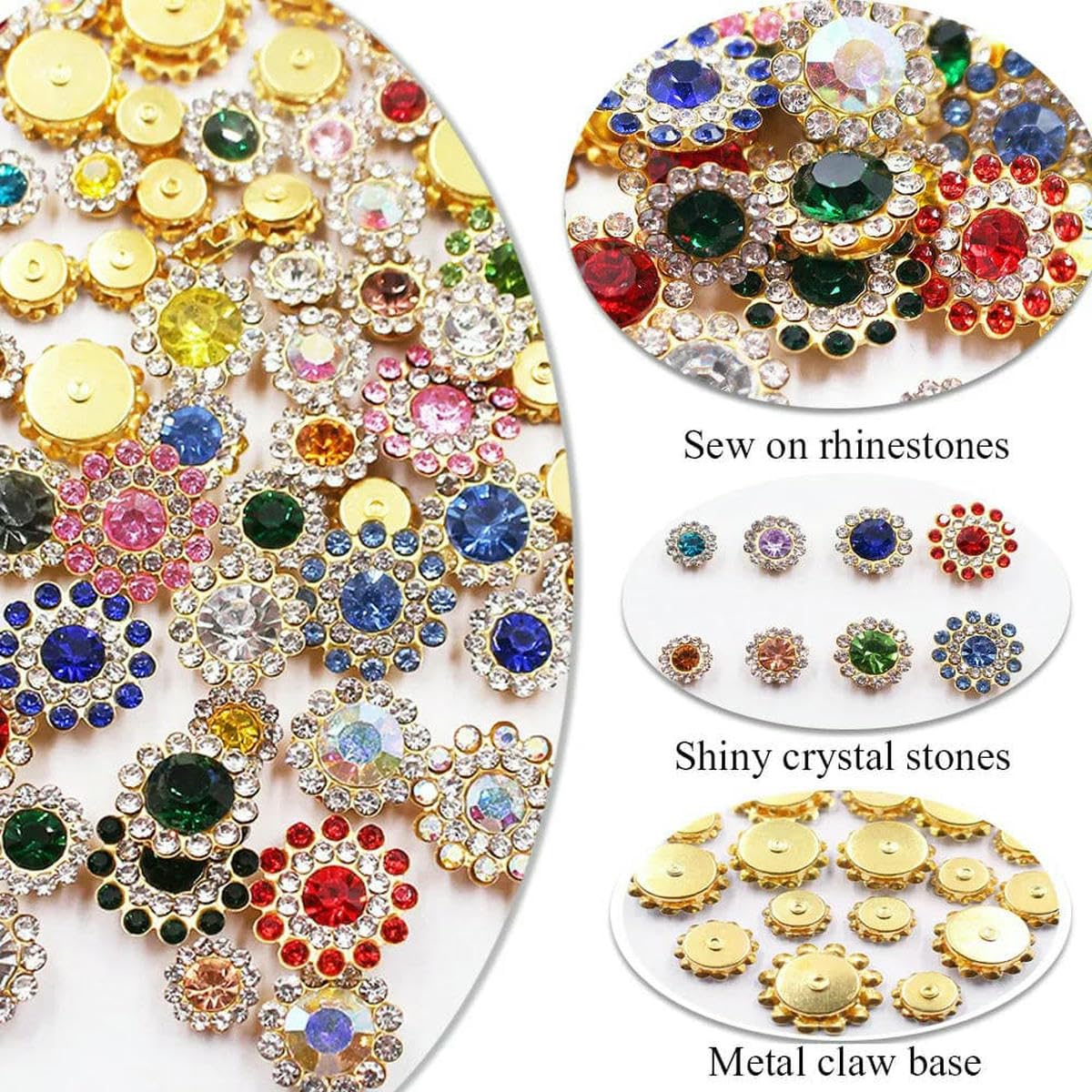 Lot De 10 Boutons à Griffes En Forme De Tournesol Avec Strass Pour Décoration De Vêtements, Couture, Accessoires De Bricolage (noir