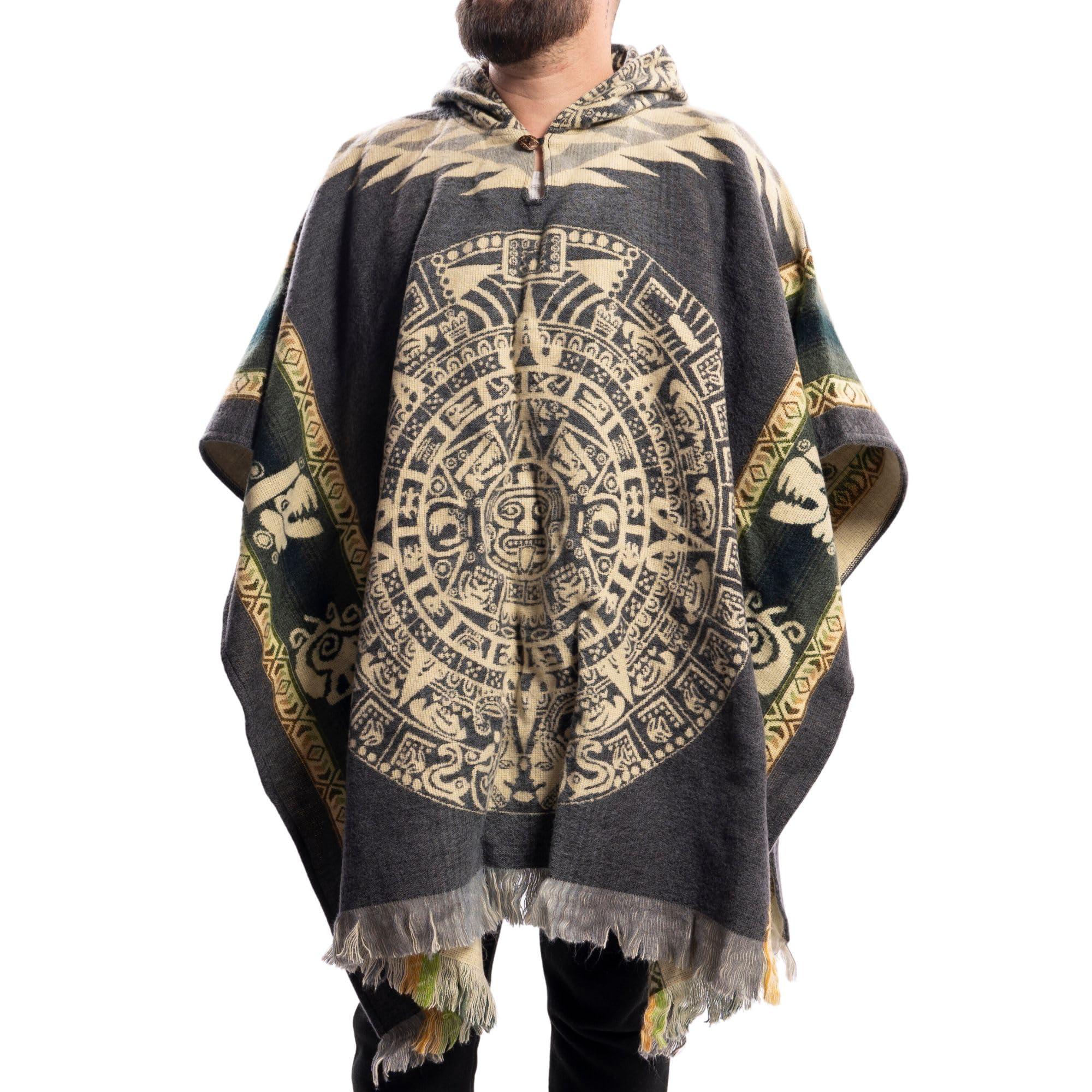 Gamboa Premium Alpaca Poncho Mexicano Hombre Manta Polar Abrigo Otoño Invierno Hecho en Ecuador