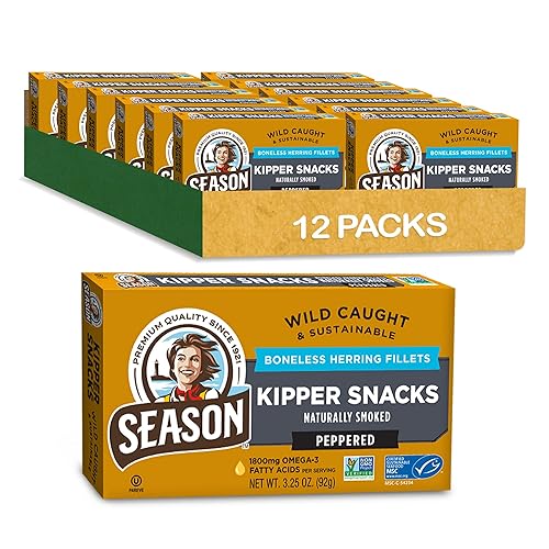 Miniatura 8 de Season Peppered Kipper Snacks – Filetes de arenque deshuesados, ahumados naturalmente, capturados en la naturaleza, aperitivos keto, sin OMG