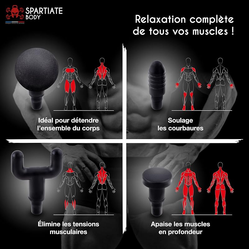 SPARTIATE BODY Ultrakönnyű Masszázspisztoly 32 Sebességfokozattal - Izomregeneráló Masszírozó Eszköz Sportolás Után - Csendes Működés + Ingy