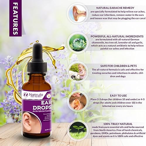 Miniatura 3 de Gotas naturales para los oídos para infecciones de oído – Gotas homeopáticas para adultos, niños, bebés y mascotas – Alivia dolores de oído, orejas