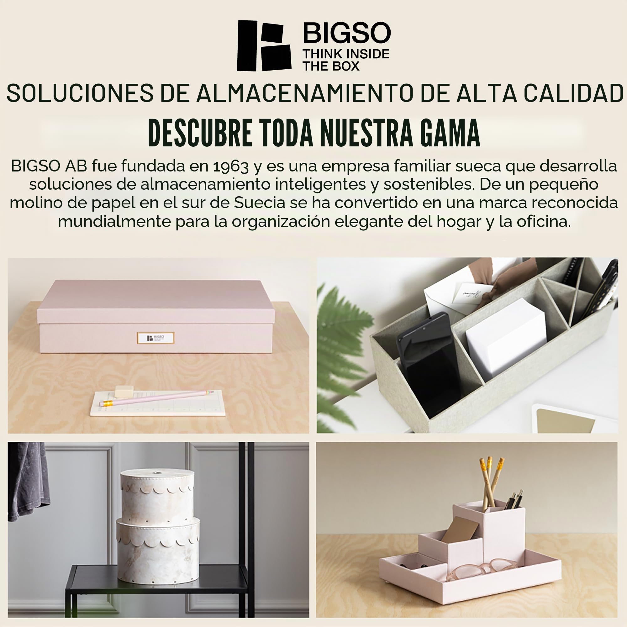BIGSO PAULINA Carpeta A4 con banda elástica, cartón y papel lino, para documentos y archivos, color beige