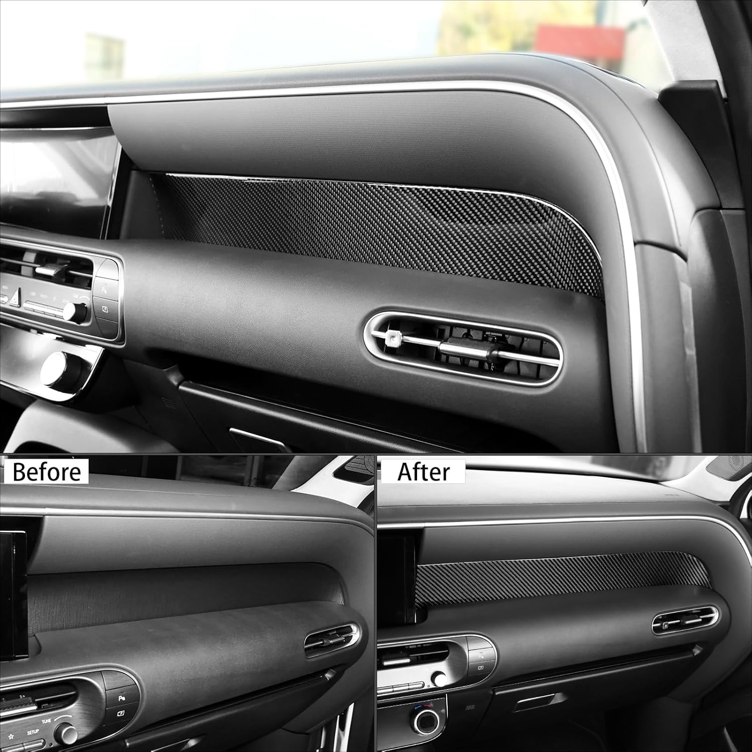 Car Dash Cover Trim Instrument Panel Moulding Trim,Center Console Dashboard Frame Cover Compatible with Hyundai Palisade 2026 Accessories (Carbon Fiber Black Style)