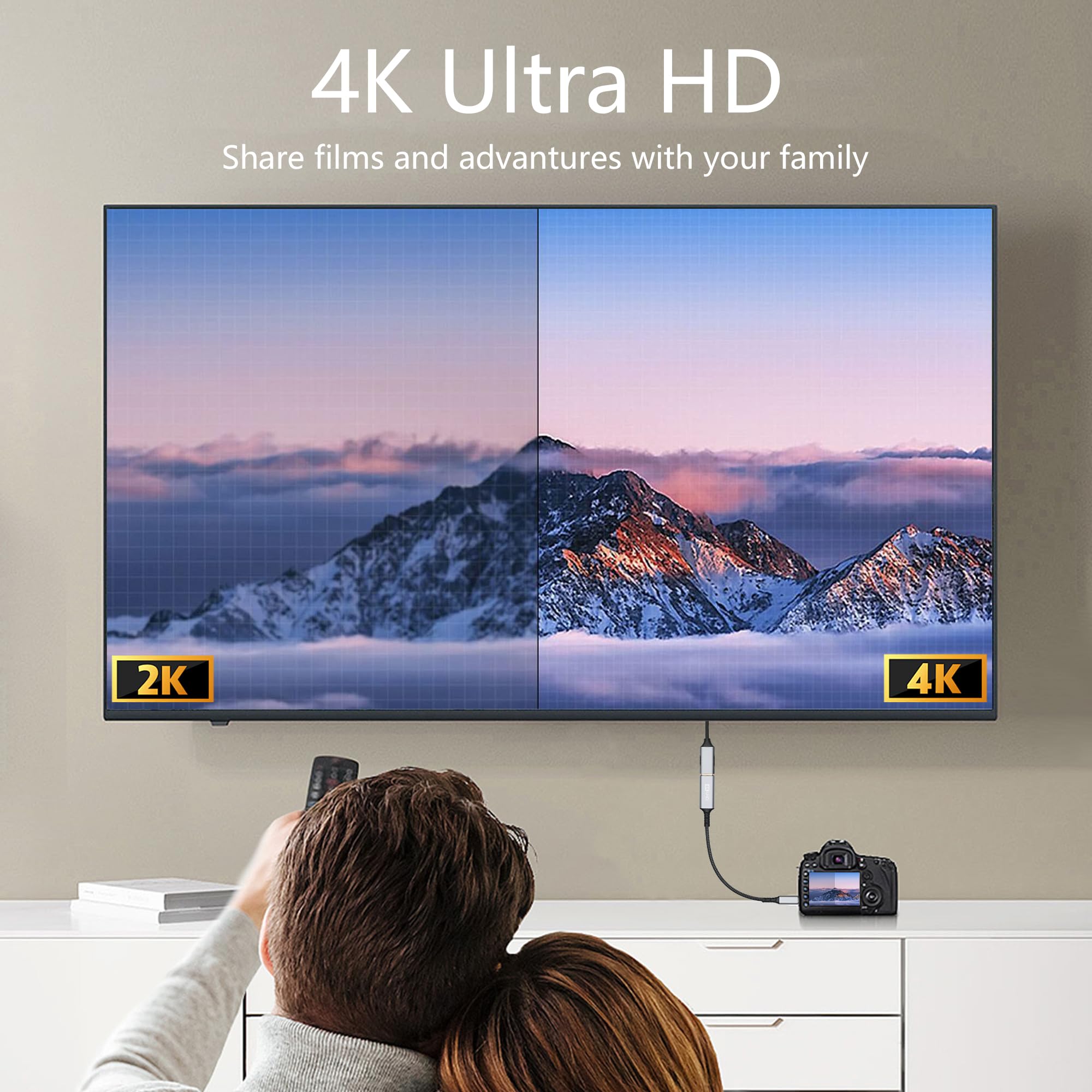 Adattatore da micro HDMI a HDMI, cavo da micro HDMI maschio a HDMI femmina con 4K 60Hz, compatibile con fotocamera, videocamera, Raspberry Pi Zero, laptop, tablet