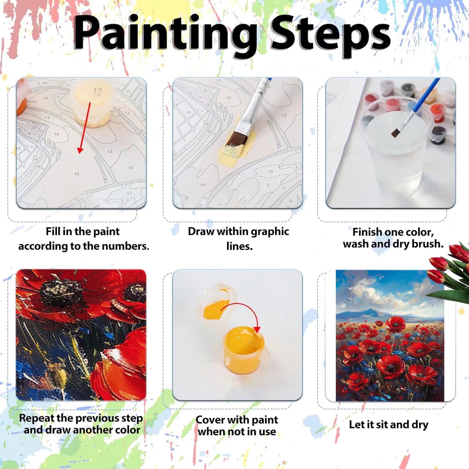 Pintar por Numeros Adultos pintar por numeros niños manualidades niños 10 años, DIY Pintar por Números de Pincel y Pintura acrílica Decoraciones para el Hogar Manualidades, sin Marco 60x80cm C-114