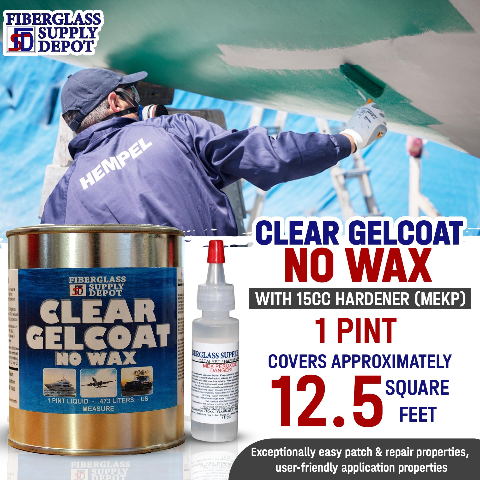 Fiberglass Supply Depot Inc. Clear UV Gelcoat No Wax Pint with 15cc Hardener (MEKP)