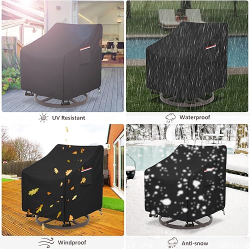Miniatura 7 de Okcool Paquete de 2 fundas para sillas giratorias para exteriores, fundas para sillas de patio y muebles de exterior, impermeables, (27.5 pulgadas