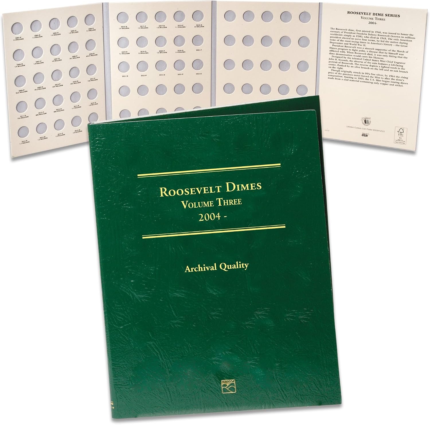 Littleton Coin Company 2004-Date Roosevelt Dime Folder, Volume 3