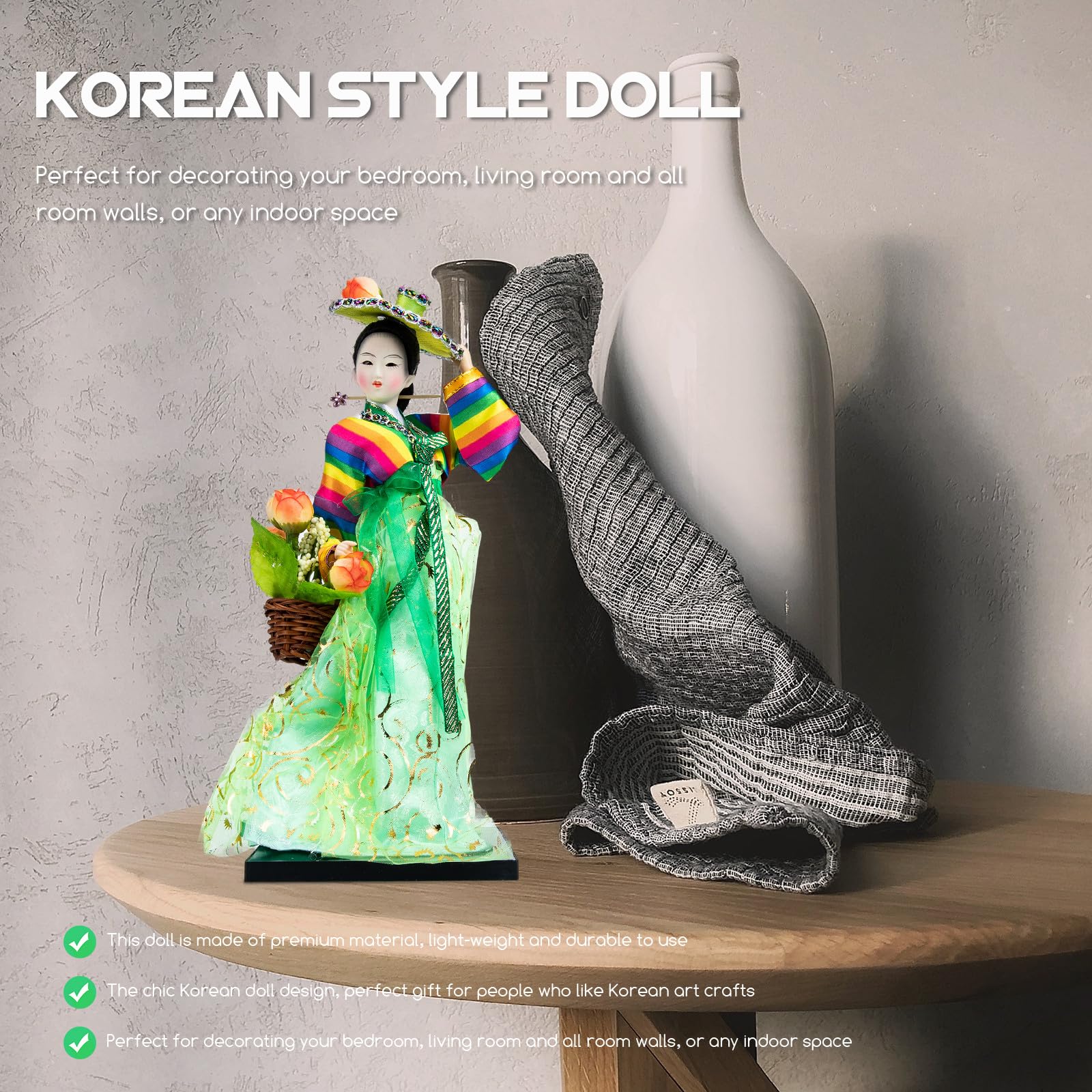 Bambola Coreana da Tavolo 12 Pollici in Resina per Decorazione