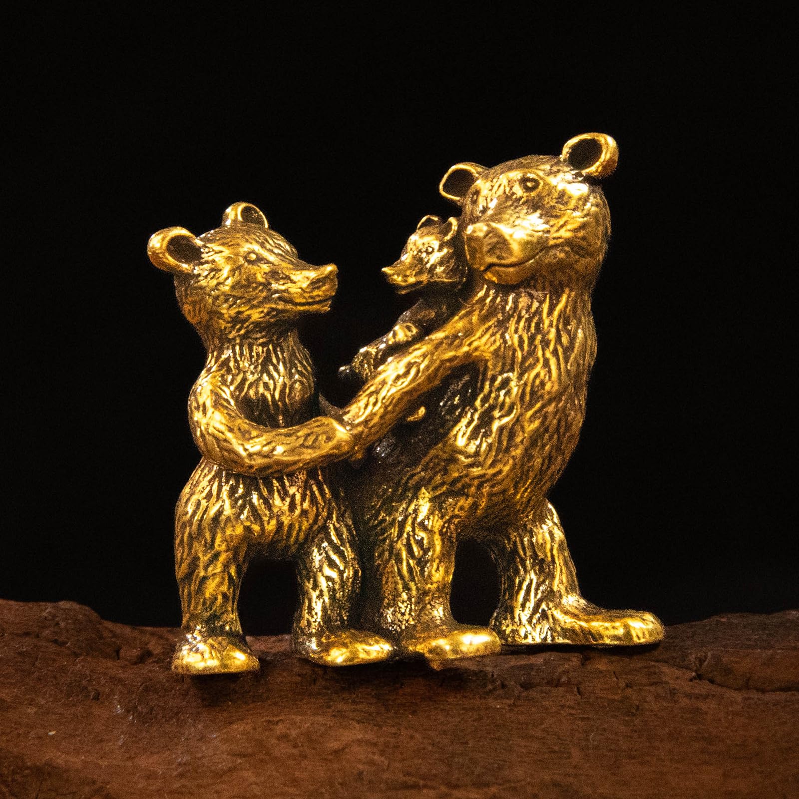 Betr Brsas Solid Brass, Retro Bear Family Desk Decor, Parent and Baby Bear Figurine, Vintage Collectible Animal Sculpture, Aesthetic Home Decoration, Meaningful for Loved Ones