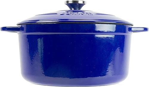 Lodge -Horno holandés de hierro fundido esmaltado de 6.5 cuartos de galón con tapa, asas dobles - apto para horno hasta 500 F o en la estufa - uso