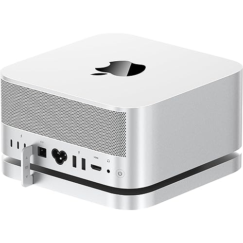 Mac Studio Dock, Beelink Mate Studio 80Gbps Hub, Dual PCIex2 SSD Slots, Max 16TB Expansion, 80Gbps USB-C Port, PD3.0 Port, Allumium Shell - Frost Silver