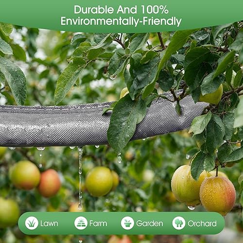 Miniatura 5 de Paquete de 2 mangueras planas de 50 pies para camas de jardín, manguera de riego por goteo enlazable, PVC de doble capa, a prueba de fugas y