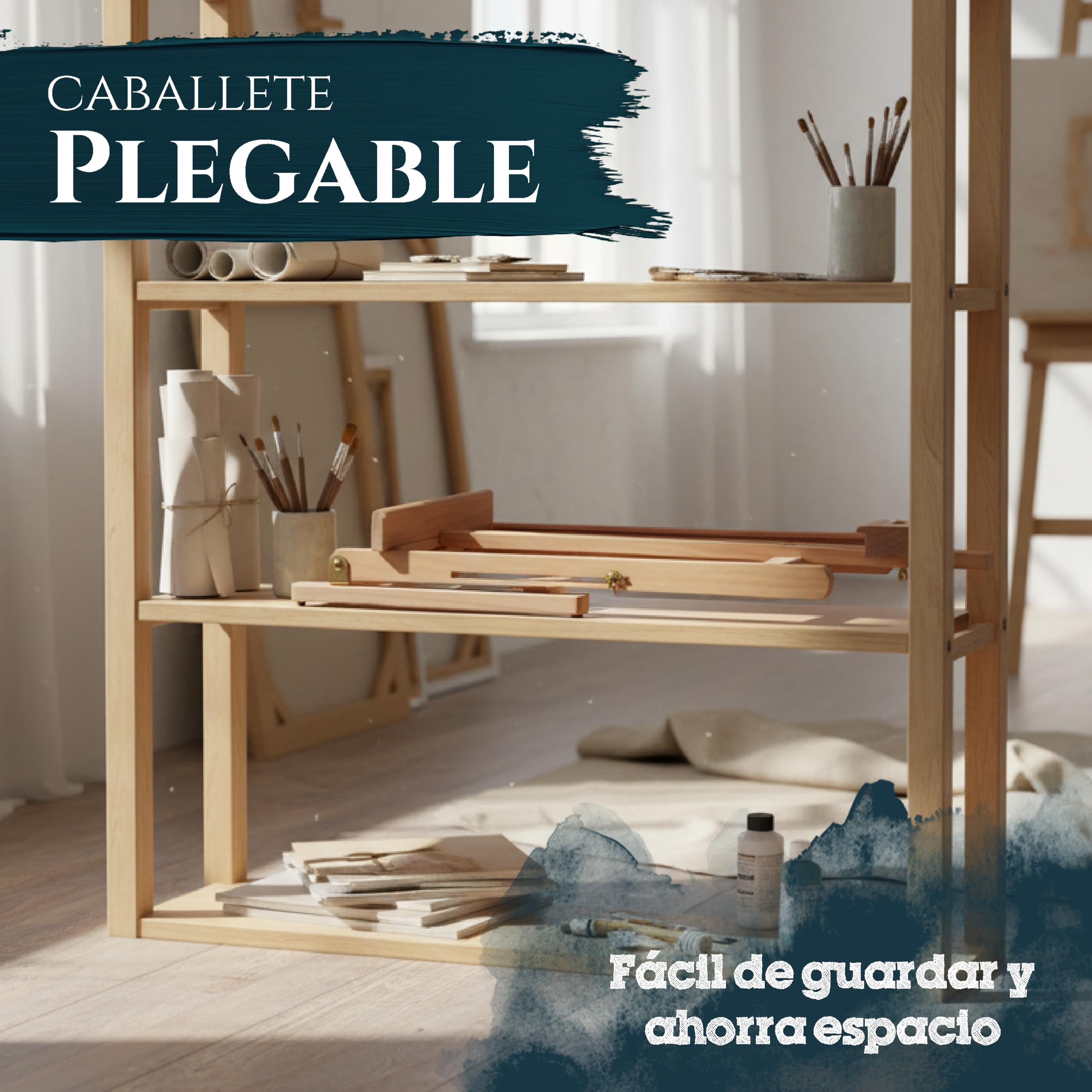 Artina Caballete de Mesa Profesional Metz XXL de Haya - Caballete para lienzos de Altura MAX. 57 cm - Adecuado para Todas Las Edades