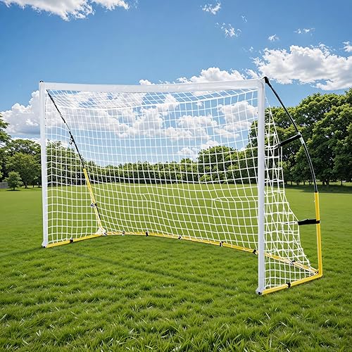 Portería de fútbol de 8 x 5 pies para patio trasero, portería de fútbol portátil con bolsa de transporte, estacas en forma de U y cuerdas elásticas,