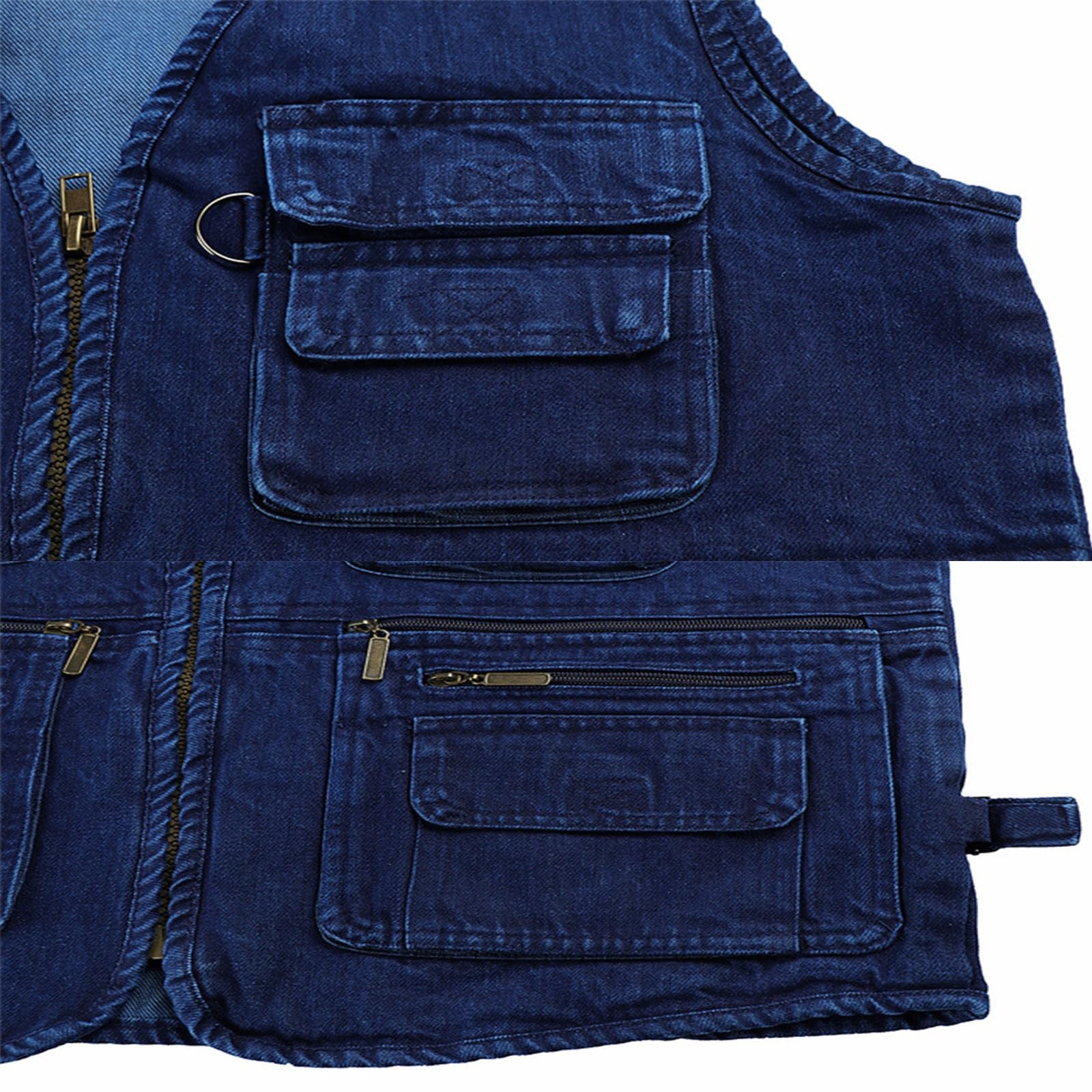 Wygwlg Gilet Da Uomo In Denim Di Grandi Dimensioni Widen, Giacca Senza Maniche Multitasche Casual Da Esterno Jean Work Travel Utility Vest, Per La Pesca Fotografica Di Viaggio