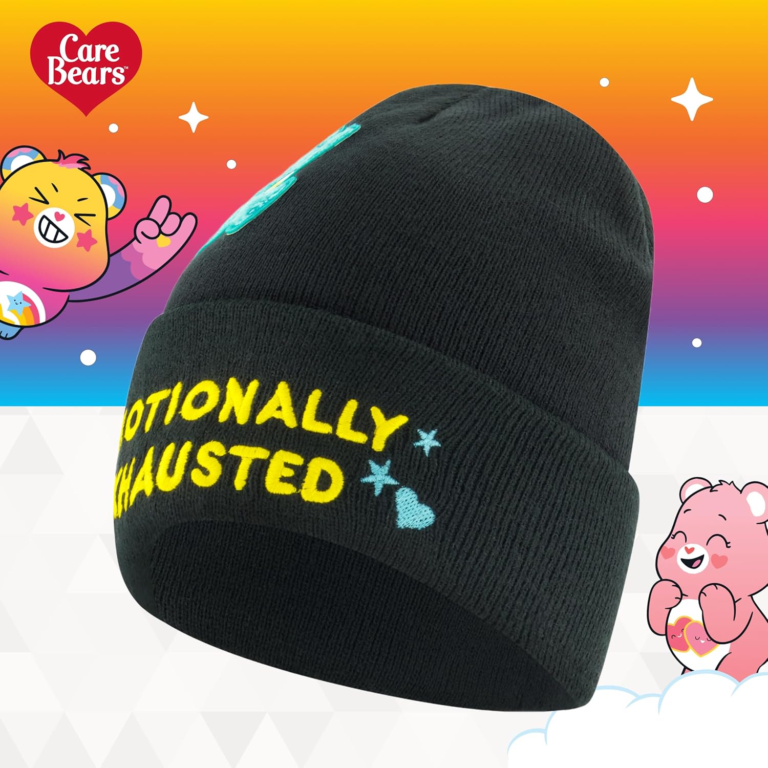 Care Bears Beanie Hat, Emotionally Exhausted Winter Knit Cap with Cuff, Black, One Size - Image 6