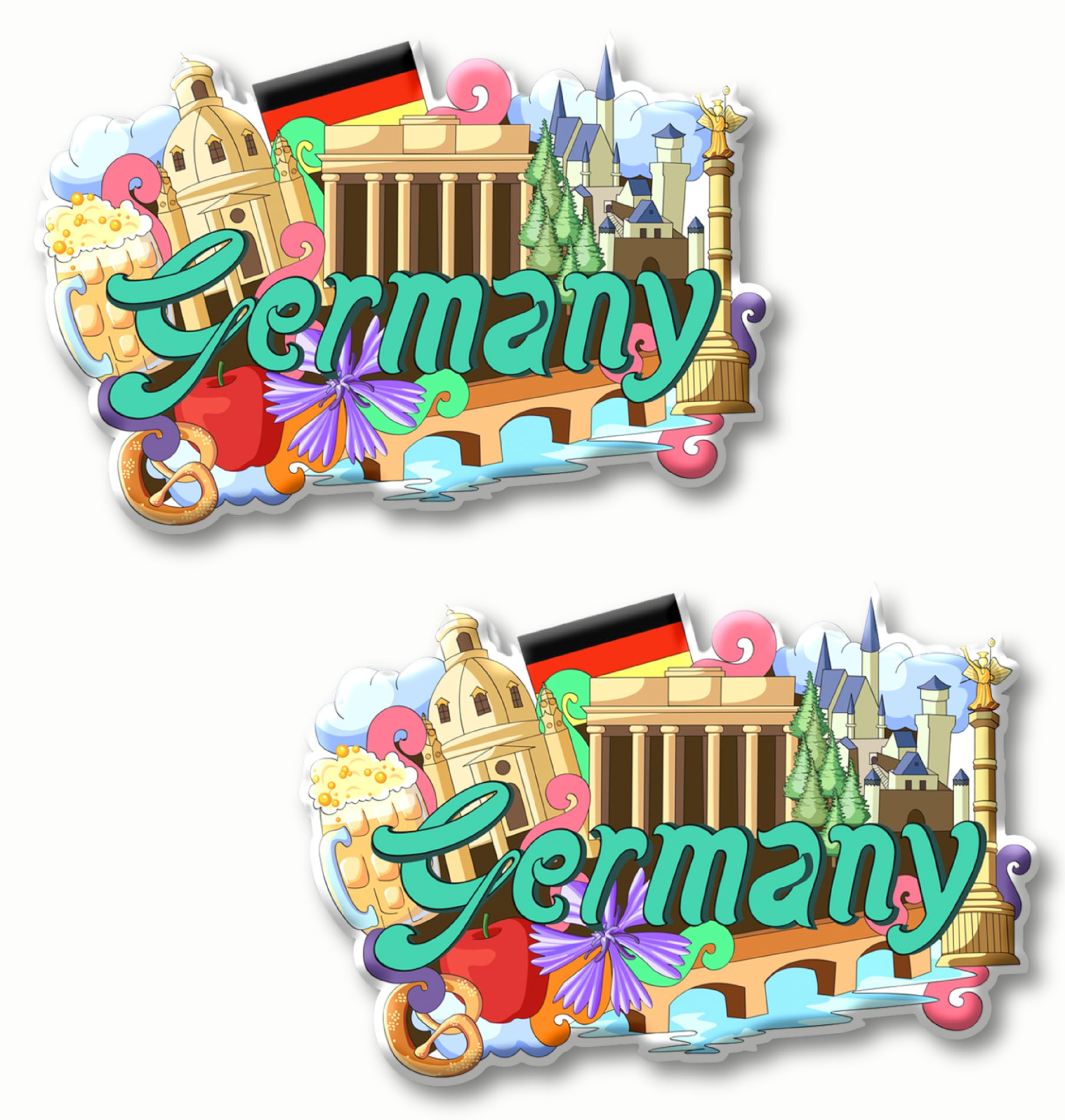 Germany Country Theme Souvenir Wooden Fridge Magnet for Decoration (Pack of 2) | Germany Printed Stylish Decorative Refrigerator Magnet for Memories and Gift