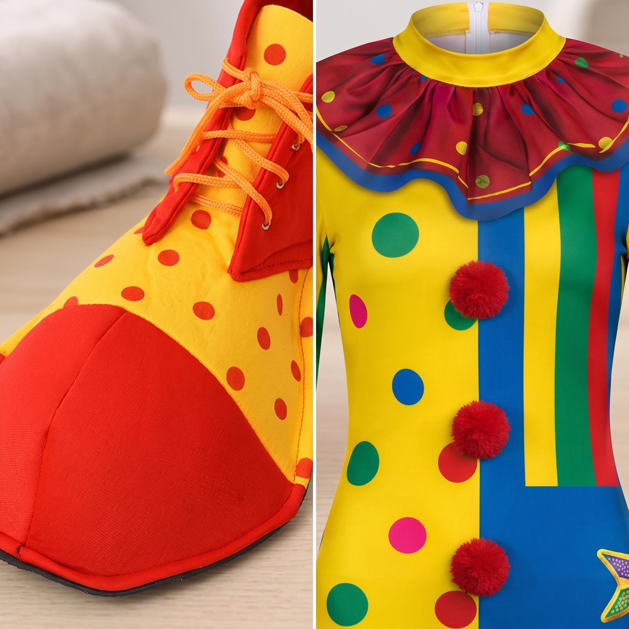 Scarpe Da Clown Arcobaleni Carnevale Unisex Adulti Decorazioni per Feste di Natale Travestimenti Travestimenti Divertenti Accessori per Costumi Tuta a