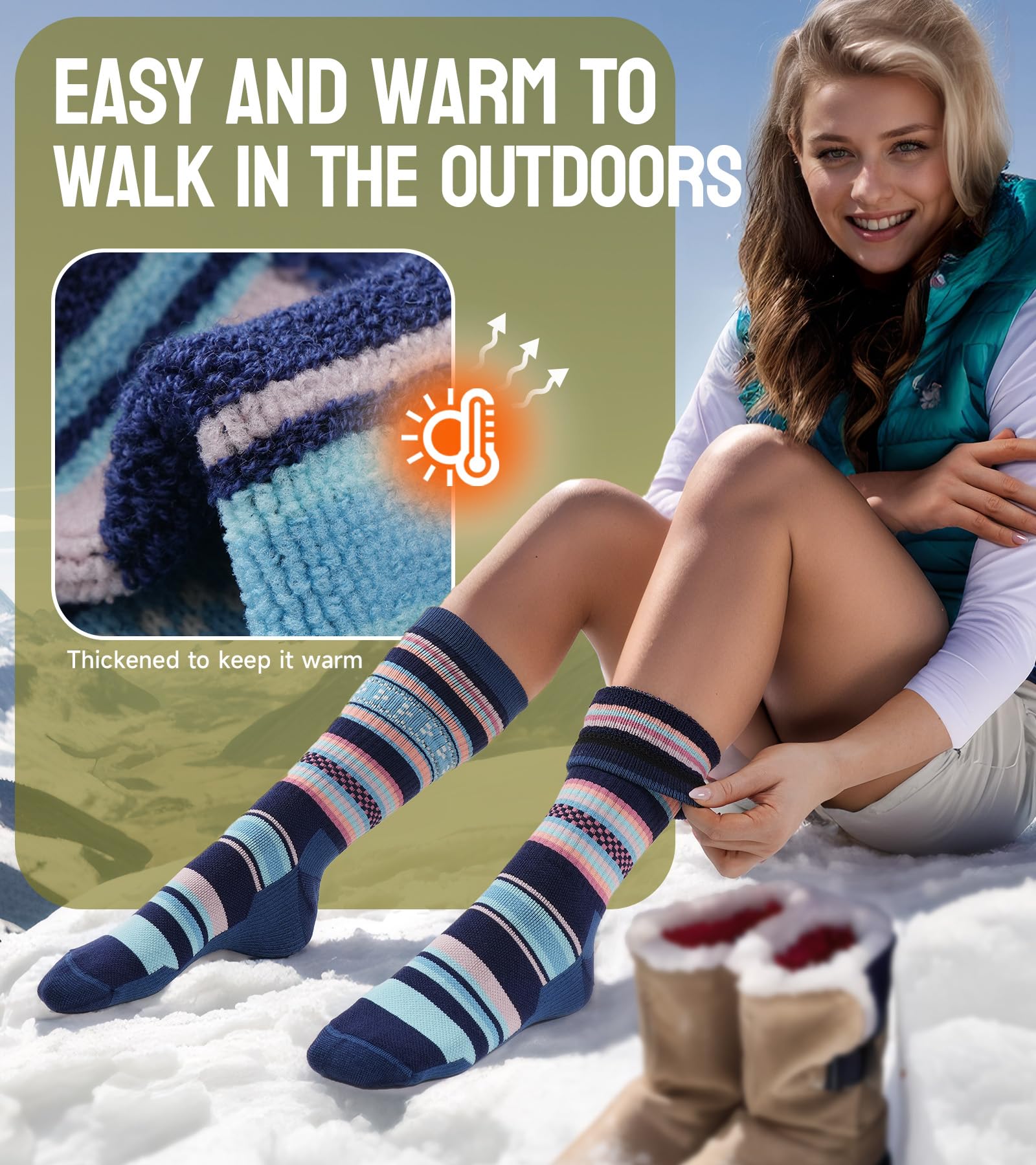 TANSTC Calze in Lana Merino, Calzini Invernali Classici, Traspiranti, per Uomo e Donna, Antiscivolo, Nero/Grigio/Colorato. 3 Paia, 35-38 39-42 43-46 47-50