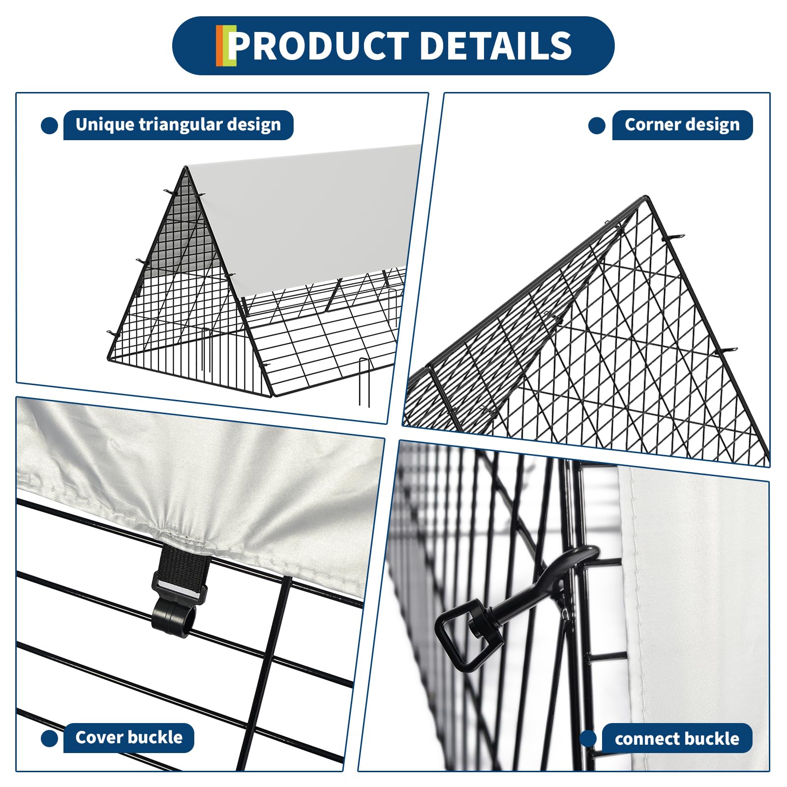 Túnel de metal para pollos con cubierta impermeable y anti-UV, corral de pollo para patio, granja de patio al aire libre, gallinero portátil para gallinas, patos, conejos (118.8 x 28 x 24.2 pulgadas)