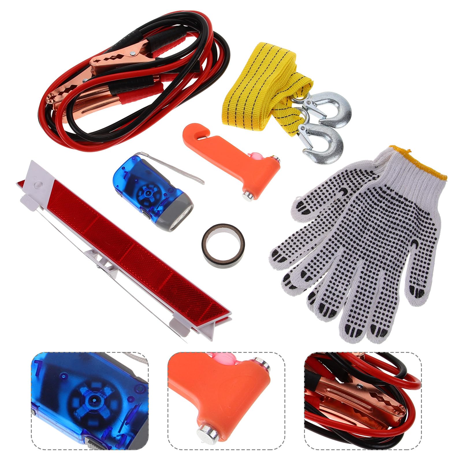 jojofuny Trousse à Outils pour Véhicule Multifonction Fiable en Abs et Caoutchouc, Kit D'urgence pour Inspections Automobiles sur Route, 1 Set Pratique