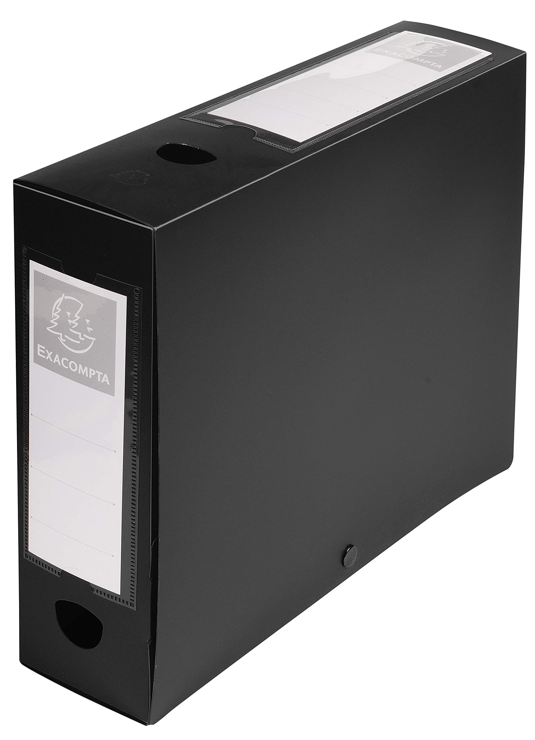Exacompta - Ref. 59831E - 10 snap-on filing boxes 80mm back opaque 7/10th polypropylene - black