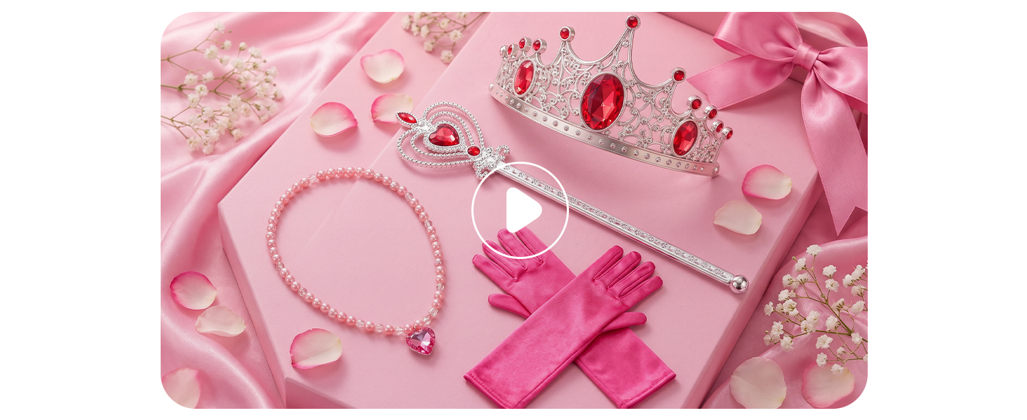 BLINGCOS Robe De Princesse Lumineuse Avec Musique, Contrôle Par APP Et Télécommande, Set Complet 6 Accessoires Pour Fête Et Halloween