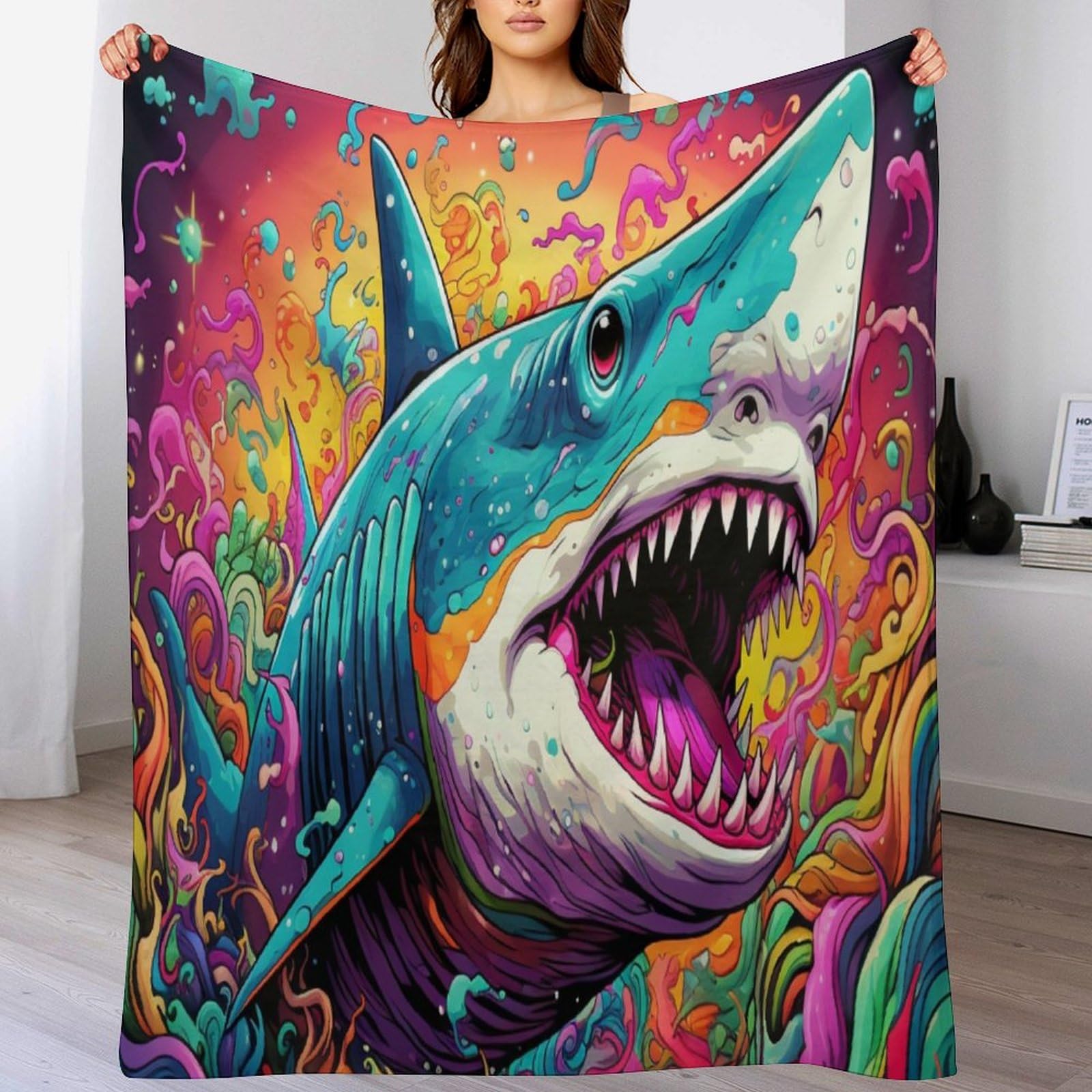 Couvertures en Requin : plaid douillet pour le lit et le canapé en hiver